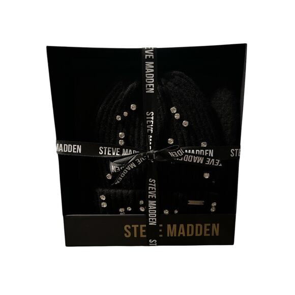 STEVE MADDEN Women's 2-Pc. Scarf & Rhinestone Beanie Hat Giftable Box Set One Sz - Picture 1 of 4